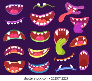 Cartoon Halloween Scary Monster Mouths Teeth Stock Vector (Royalty Free ...