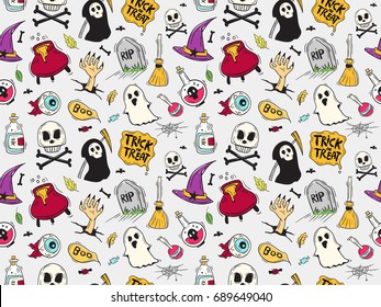 Cartoon Halloween Seamless Background . Halloween Concept