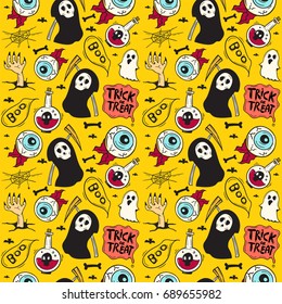 Cartoon halloween seamless background . Halloween concept