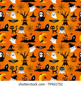 cartoon Halloween seamless pattern