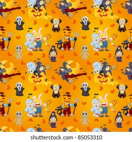 cartoon Halloween seamless pattern