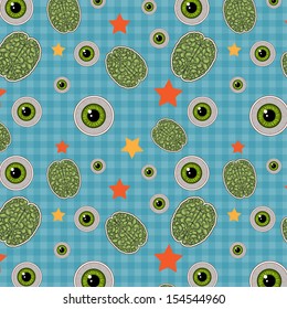 cartoon Halloween seamless pattern on transparent background