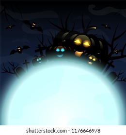cartoon halloween season with silhouette background vector design