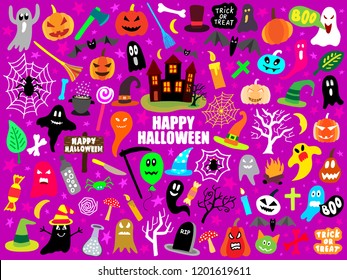 cartoon halloween set vector, vector illustrations for halloween 