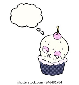 cartoon halloween skull cupcake