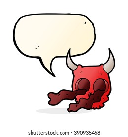 cartoon halloween skull with speech bubble