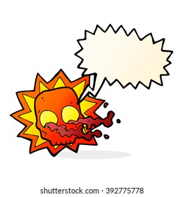 cartoon halloween skull symbol with speech bubble