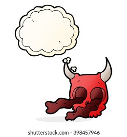 cartoon halloween skull with thought bubble