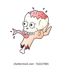 cartoon halloween skull in zombie hand