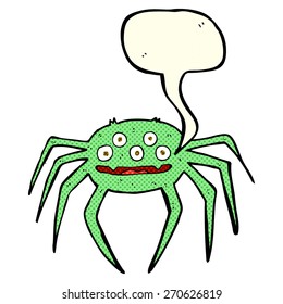 Cartoon-Halloween-Spinne mit Sprachblase