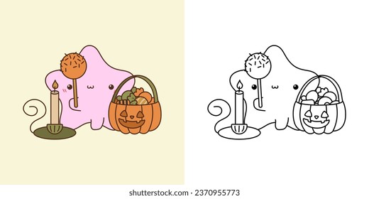 Cartoon Halloween Starfish Clipart for Coloring Page and Illustration. Happy Clip Art Halloween Mollusk. Cute Vector Illustration of a Kawaii Marine Animal for Halloween Stickers. 