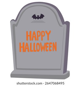 Cartoon Halloween tombstone illustration, spooky grave sign for decoration, poster, or Halloween themed design