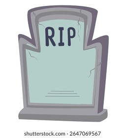 Cartoon Halloween tombstone illustration, spooky grave sign for decoration