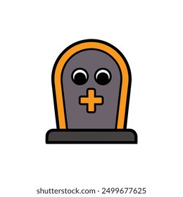 Cartoon Halloween tombstone vector - perfect for spooky designs, clipart, and line art