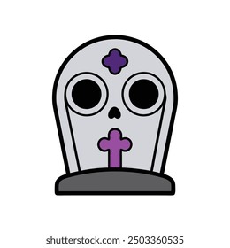 Cartoon Halloween tombstone vector - perfect for spooky designs, clipart, and line art