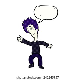 cartoon halloween vampire with speech bubble