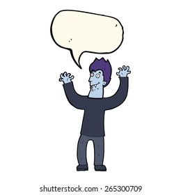caricatura de halloween vampiro con burbuja de habla