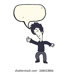 cartoon halloween vampire with speech bubble