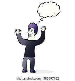 caricatura de halloween vampiro con burbuja de pensamiento