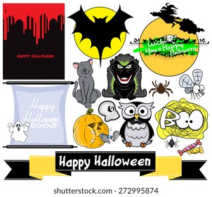 Cartoon Halloween Vector Elements Set