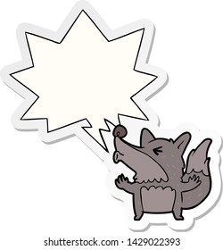 cartoon halloween werewolf howling with speech bubble sticker