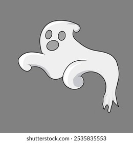 Cartoon of a halloween White ghost