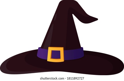 Cartoon Halloween witch hat. Vector illustration.