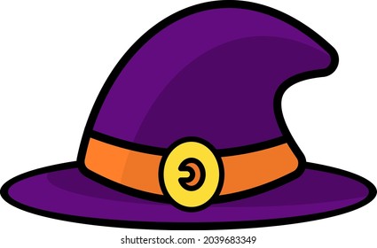 Dibujo de la bruja de Halloween con sombrero vectorial. Elemento de diseño para Halloween