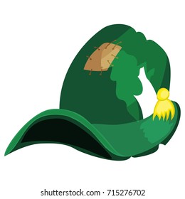 Cartoon Halloween witch hat wizard holiday magic cap costume fantasy october autumn witchcraft vector illustration. Scary magical wear spooky traditional party witchhat accessory.
