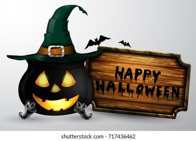 Cartoon Halloween witchs cauldron