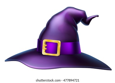 Cartoon Halloween witchs hat with a gold buckle