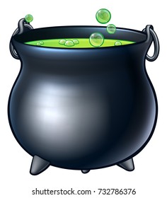 A cartoon Halloween witchs magic cauldron