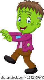 Cartoon halloween zombie kid character