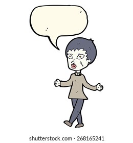 cartoon halloween zombie woman with speech bubble