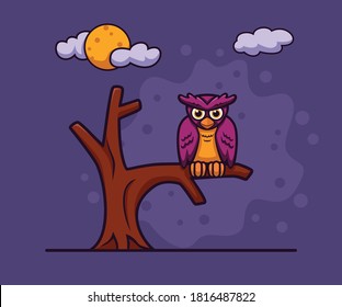 Cartoon hallowen owl vector illustration