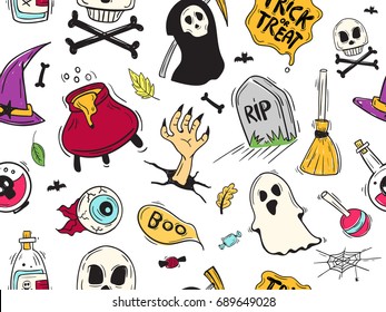 Cartoon Hallowen Seamless Background .  