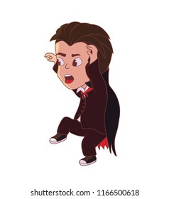 Cartoon Haloween boy as vampire. Vector illustration.