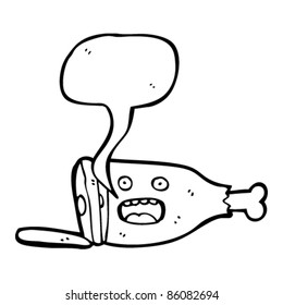cartoon ham on bone with face