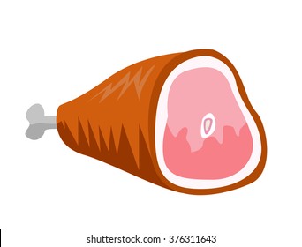 Cartoon Ham  Vector Illustration On White Background