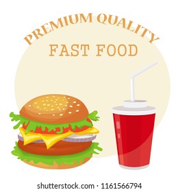 cartoon hamburger, cola