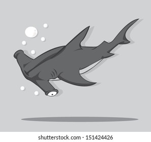 Cartoon Hammer fish shark. vector and illustration