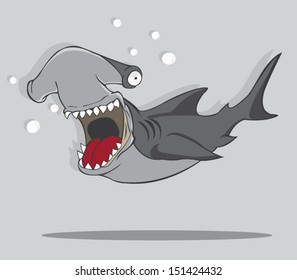 Cartoon Hammer fish shark. vector and illustration