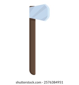 Cartoon hammer illustration in flat design as a vector artwork depicting a simple, isolated tool with a wooden handle and metal head, perfect for construction, carpentry, and diy projects