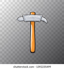 Cartoon hammer isolated on transparent background. Vector carpenter hammer icon or label. Handyman logo