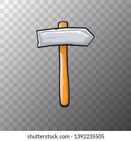 Cartoon hammer isolated on transparent background. Vector carpenter hammer icon or label. Handyman logo