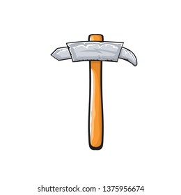 Cartoon hammer isolated on white background. Vector carpenter hammer icon or label. Handyman logo