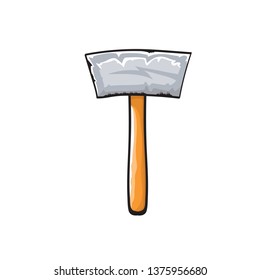 Cartoon hammer isolated on white background. Vector carpenter hammer icon or label. Handyman logo