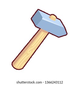 Cartoon hammer. Isolated vector clip art illustration
