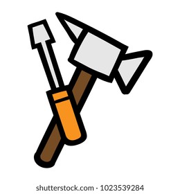 Cartoon Hammer and Screwdriver Tools Illustration