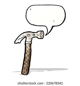 martillo de caricatura con burbuja de habla